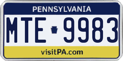 PA license plate MTE9983
