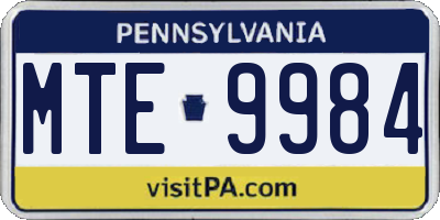 PA license plate MTE9984