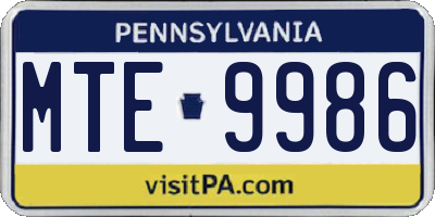 PA license plate MTE9986