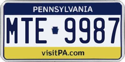 PA license plate MTE9987