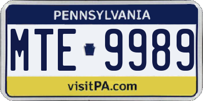 PA license plate MTE9989