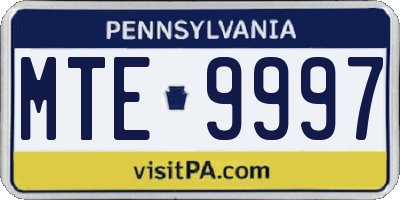PA license plate MTE9997