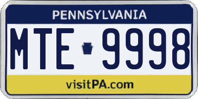 PA license plate MTE9998