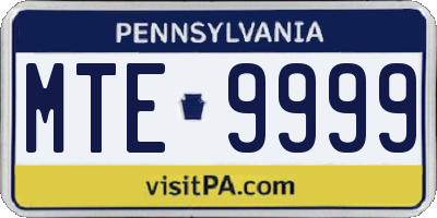 PA license plate MTE9999