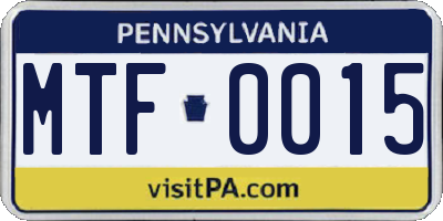 PA license plate MTF0015