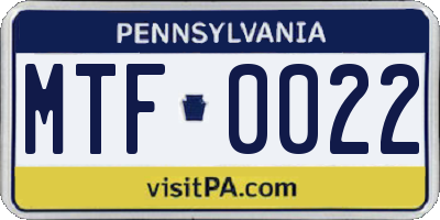 PA license plate MTF0022
