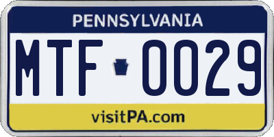 PA license plate MTF0029