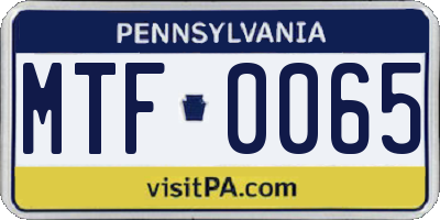 PA license plate MTF0065