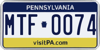 PA license plate MTF0074