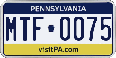 PA license plate MTF0075