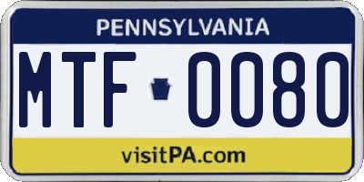 PA license plate MTF0080
