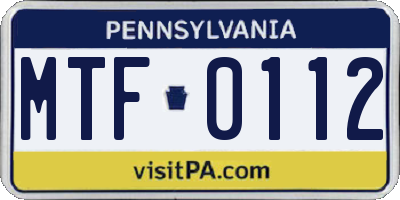 PA license plate MTF0112