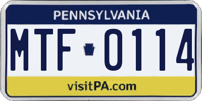 PA license plate MTF0114