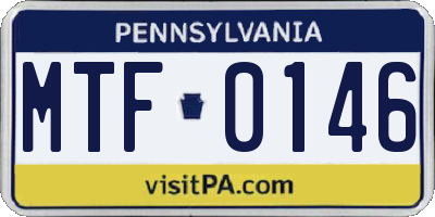 PA license plate MTF0146