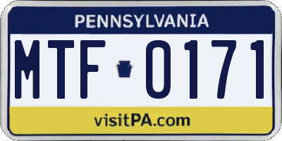 PA license plate MTF0171