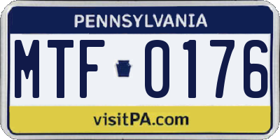 PA license plate MTF0176