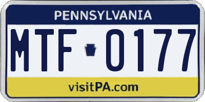 PA license plate MTF0177