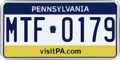 PA license plate MTF0179