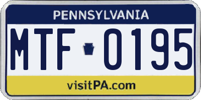 PA license plate MTF0195