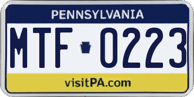 PA license plate MTF0223