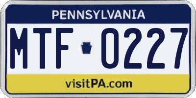 PA license plate MTF0227
