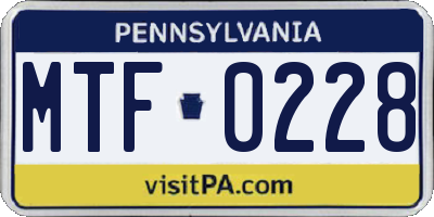 PA license plate MTF0228
