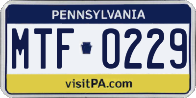 PA license plate MTF0229