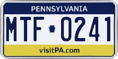 PA license plate MTF0241