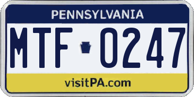 PA license plate MTF0247