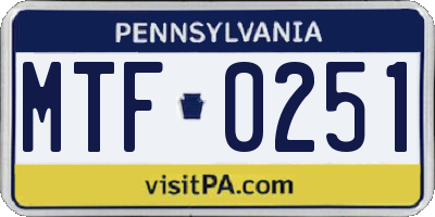 PA license plate MTF0251