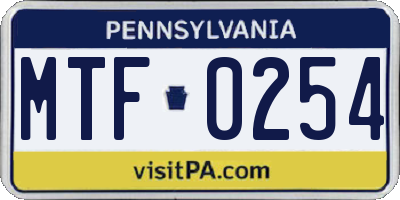 PA license plate MTF0254
