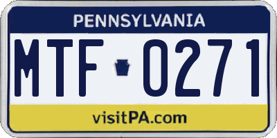 PA license plate MTF0271