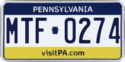 PA license plate MTF0274