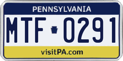 PA license plate MTF0291