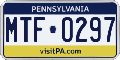 PA license plate MTF0297