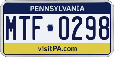 PA license plate MTF0298