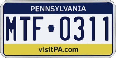 PA license plate MTF0311