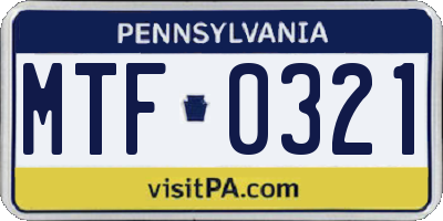 PA license plate MTF0321