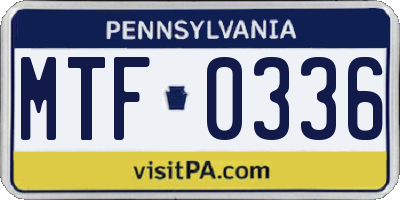 PA license plate MTF0336