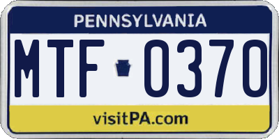 PA license plate MTF0370