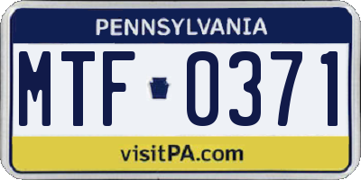 PA license plate MTF0371