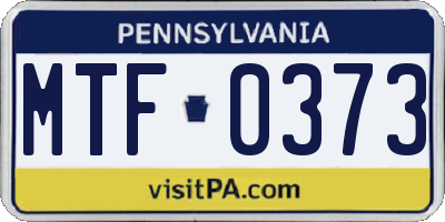 PA license plate MTF0373