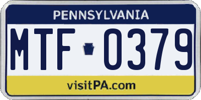 PA license plate MTF0379