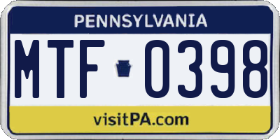 PA license plate MTF0398