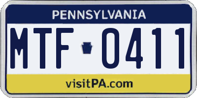 PA license plate MTF0411