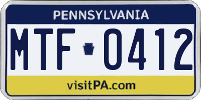 PA license plate MTF0412