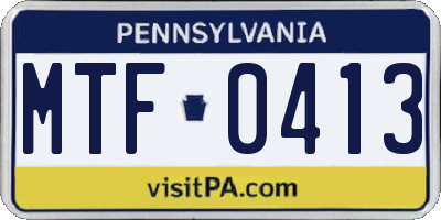 PA license plate MTF0413