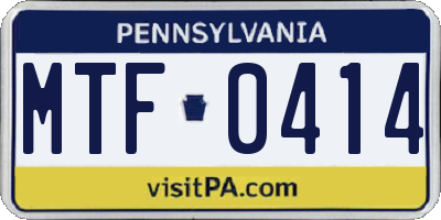 PA license plate MTF0414