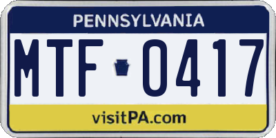 PA license plate MTF0417