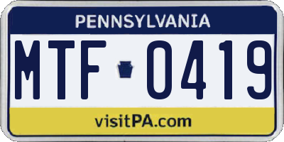 PA license plate MTF0419